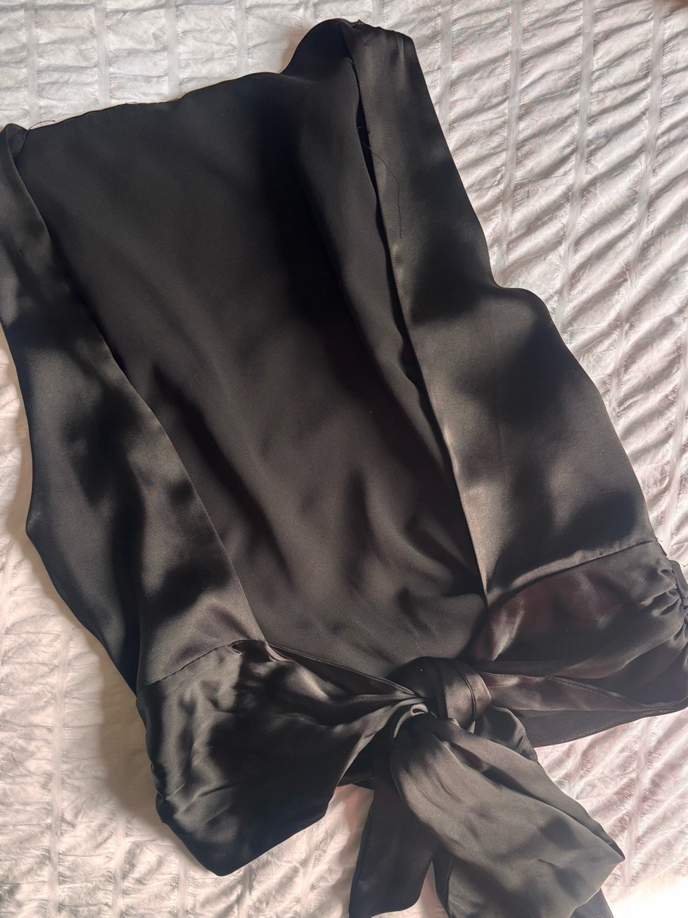 Zara Black Silk Open Back Top with Tie Back - size medium